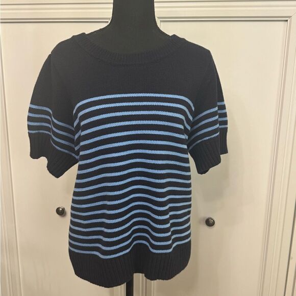 Navy and Light Blue Striped Knit Sweater - Picture 1 of 4